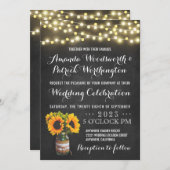 Zonnebloem Chalkboard Country Wedding Invitations Kaart (Voorkant / Achterkant)