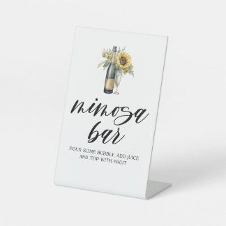 Zonnebloem & Champagne Mimosa Bar Teken Reclamebord Met Voetstuk