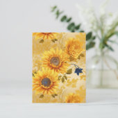 Zonnebloem Chiyogami Briefkaart (Staand voorkant)