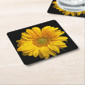 Zonnebloem coastercan vierkante kartonnen onderzetter (Schuin)