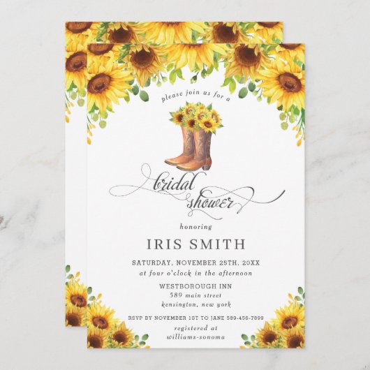 Zonnebloem Cowboy Boots Country Vrijgezellenfeest Kaart (Voorkant / Achterkant)