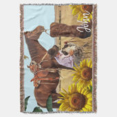Zonnebloem Cowboy Horse Throw Blanket Deken (Voorkant Verticaal)