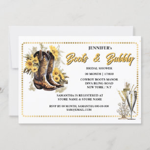 Zonnebloem cowgirl boots bubbly gouden lijst chic kaart
