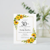 Zonnebloem Daisy 30e verjaardag Party uitnodiging (Staand voorkant)