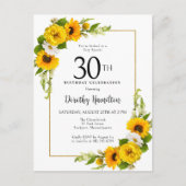 Zonnebloem Daisy 30e verjaardag Party uitnodiging (Voorkant)