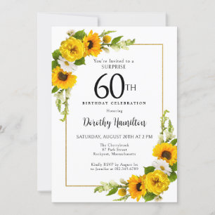 Zonnebloem Daisy 60e Verjaardag Verrassingsfeest Kaart