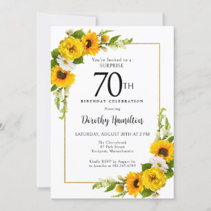 Zonnebloem Daisy 70e Verjaardag Verrassingsfeest Kaart