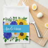 Zonnebloem Daisy Blue Floral Theedoek (Quarter Fold)