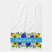 Zonnebloem Daisy Blue Floral Theedoek (Verticaal)