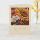 Zonnebloem, Daisy en Poppy Moederdag kaart (Gele Bloem)