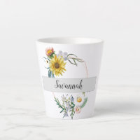 Zonnebloem Daisy Painted Floral Monogram Naam