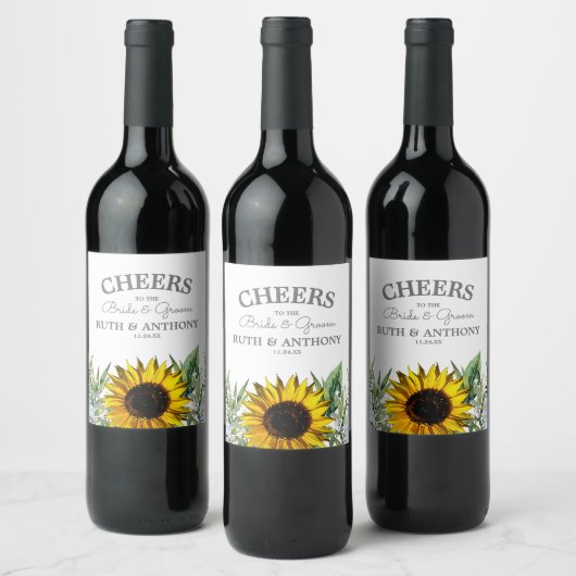 Zonnebloem|Daisy Weddenschap Wine Label Wijn Etiket (Flessen)