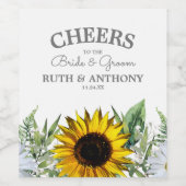 Zonnebloem|Daisy Weddenschap Wine Label Wijn Etiket (Enkel label)