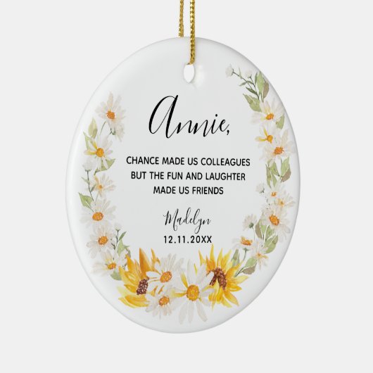 Zonnebloem & Daisy Wreate collega's Kerstmis Keramisch Ornament (Rechts)