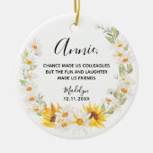 Zonnebloem & Daisy Wreate collega's Kerstmis Keramisch Ornament (Voorkant)