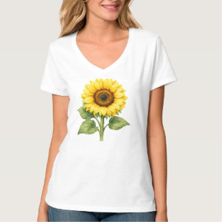 Zonnebloem Dames V-Hals T-Shirt