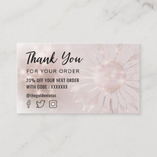 zonnebloem dank je creditcard visitekaartje