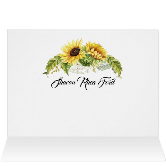 Zonnebloem Dank u, Denken aan u of Blanco notitie (Binnen Horizontaal (Boven))