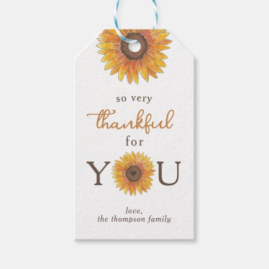 Zonnebloem Dankbaar voor u Leraar Waardering Cadeaulabel (Voorkant)