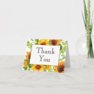 Zonnebloem Dankkaart - Gele Bloemen Bedankkaart