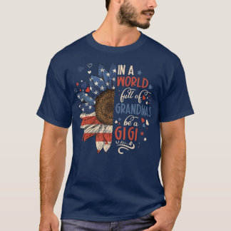 Zonnebloem de Amerikaanse vlag in een wereld vol o T-shirt