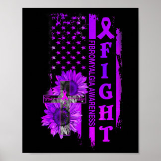 Zonnebloem die fibromyalgie-bewustzijn kruist poster