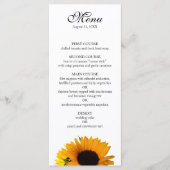 Zonnebloem Dinner Party Menu (Voorkant)
