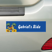 Zonnebloem Dinosaur-Bumpersticker Bumpersticker (Op auto)