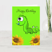 Zonnebloem Dinosaur Floral Folded Wenskaart Kaart (Voorkant)