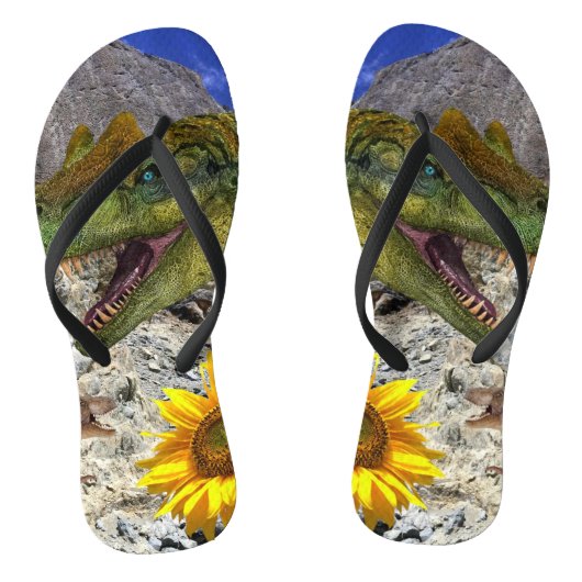 Zonnebloem Dinosaurus Bloemen Teenslippers (Voetbed)