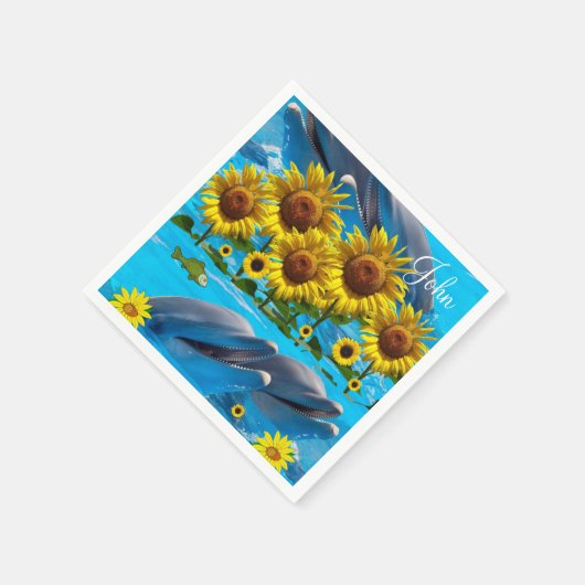 Zonnebloem Dolfijn Papieren servetten (Hoek)