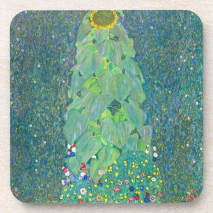 Zonnebloem door Klimt,  bloemen Art Nouveau Bier Onderzetter
