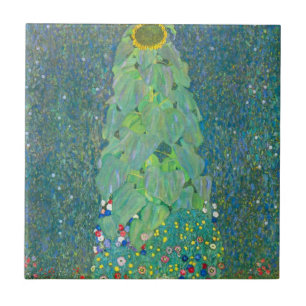 Zonnebloem door Klimt,  bloemen Art Nouveau Tegeltje