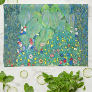 Zonnebloem door Klimt,  bloemen Art Nouveau Theedoek