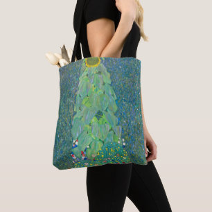 Zonnebloem door Klimt, Vintage Bloemen Art Nouveau Draagtas