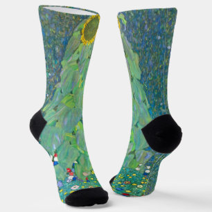 Zonnebloem door Klimt, Vintage Bloemen Art Nouveau Sokken