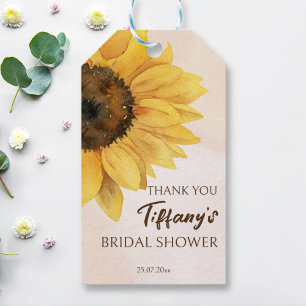 Zonnebloem douche gunst geschenktas cadeaulabel