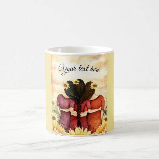Zonnebloem drie Beste Vrienden zussen personaliser Koffiemok (Center)