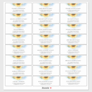 Zonnebloem Dusty Blue Gastennamen Adresetiketten Sticker
