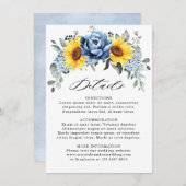 Zonnebloem Dusty Blue Slate Peony Wedding Details Informatiekaartje (Voorkant / Achterkant)