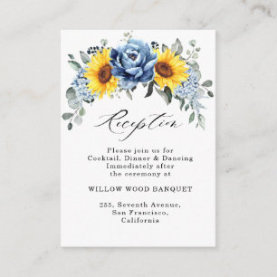 Zonnebloem Dusty Blue Slate Peony Wedding Receptio Informatiekaartje