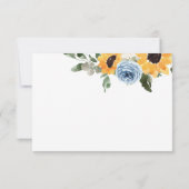 Zonnebloem Dusty Blue Weddenschap met maaltijdkeuz RSVP Kaartje (Achterkant)
