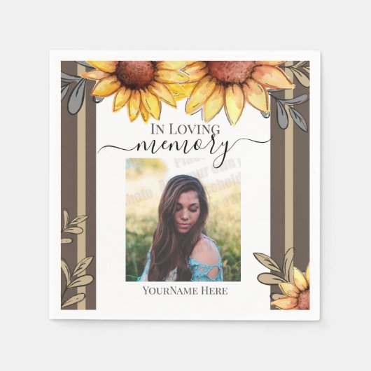 Zonnebloem Eenvoudige foto Funeral Keepomwille Servet (Voorkant)