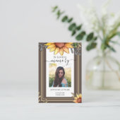 Zonnebloem Eenvoudige foto Funeral Keepomwille Visitekaartje (Staand voorkant)