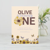 Zonnebloem Eerste Verjaardagsfeest Uitnodiging (Staand voorkant)