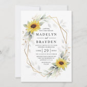 Zonnebloem Elegant Rustic Geometric Gold Wedding Kaart (Voorkant)