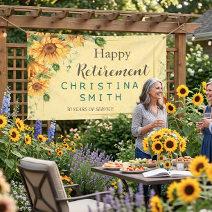 Zonnebloem Elegant Waterverf Pensioen Partij Spandoek