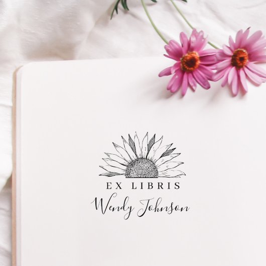 Zonnebloem ElegantBibliotheek Boek Ex Libris Rubberstempel