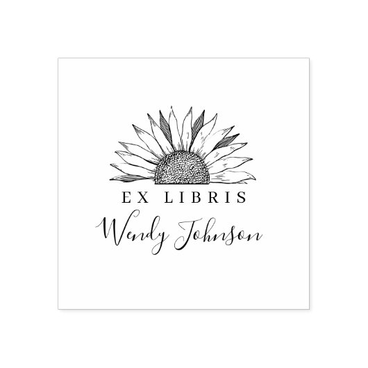  Zonnebloem ElegantBibliotheek Boek Ex Libris Rubberstempel (Afrduk)