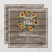 Zonnebloem Elegante Rustieke Bruiloft Save The Date (Voorkant / Achterkant)